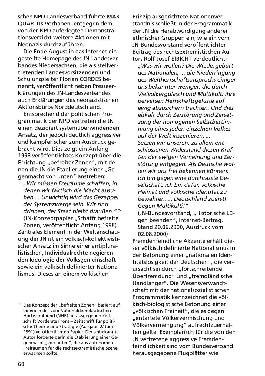 Seite 60 des Verfassungsschutzbericht 2000 Niedersachsen