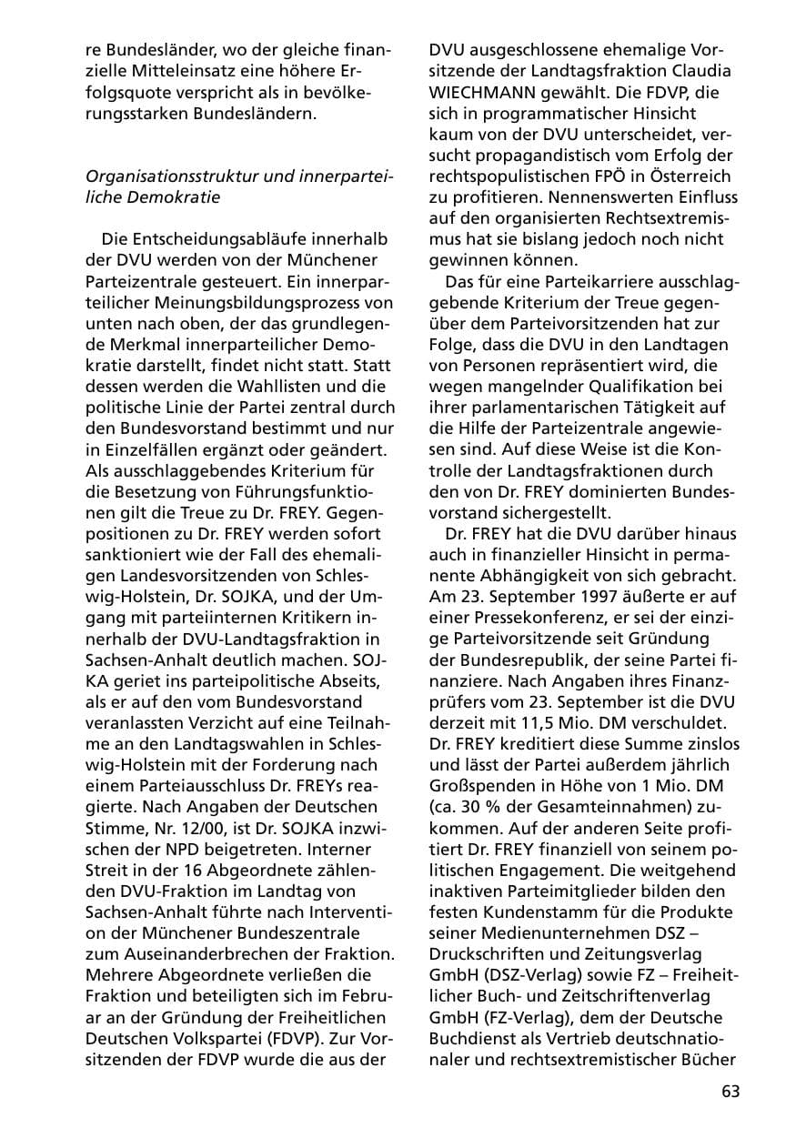 Seite 63 des Verfassungsschutzbericht 2000 Niedersachsen