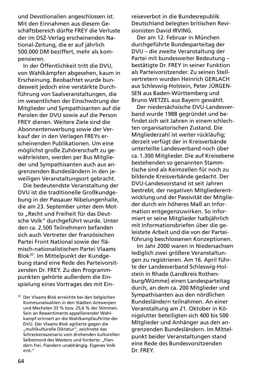 Seite 64 des Verfassungsschutzbericht 2000 Niedersachsen