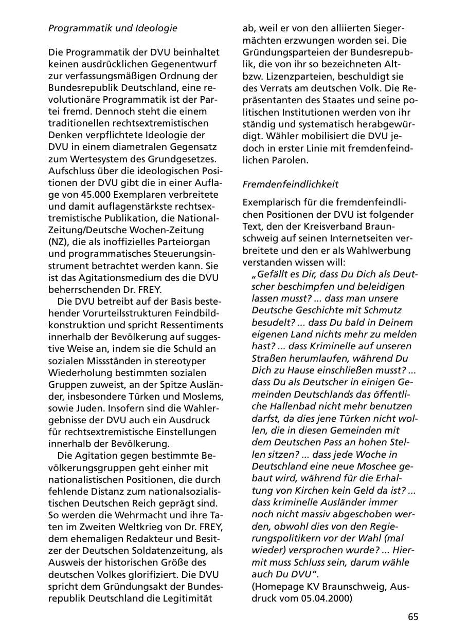 Seite 65 des Verfassungsschutzbericht 2000 Niedersachsen