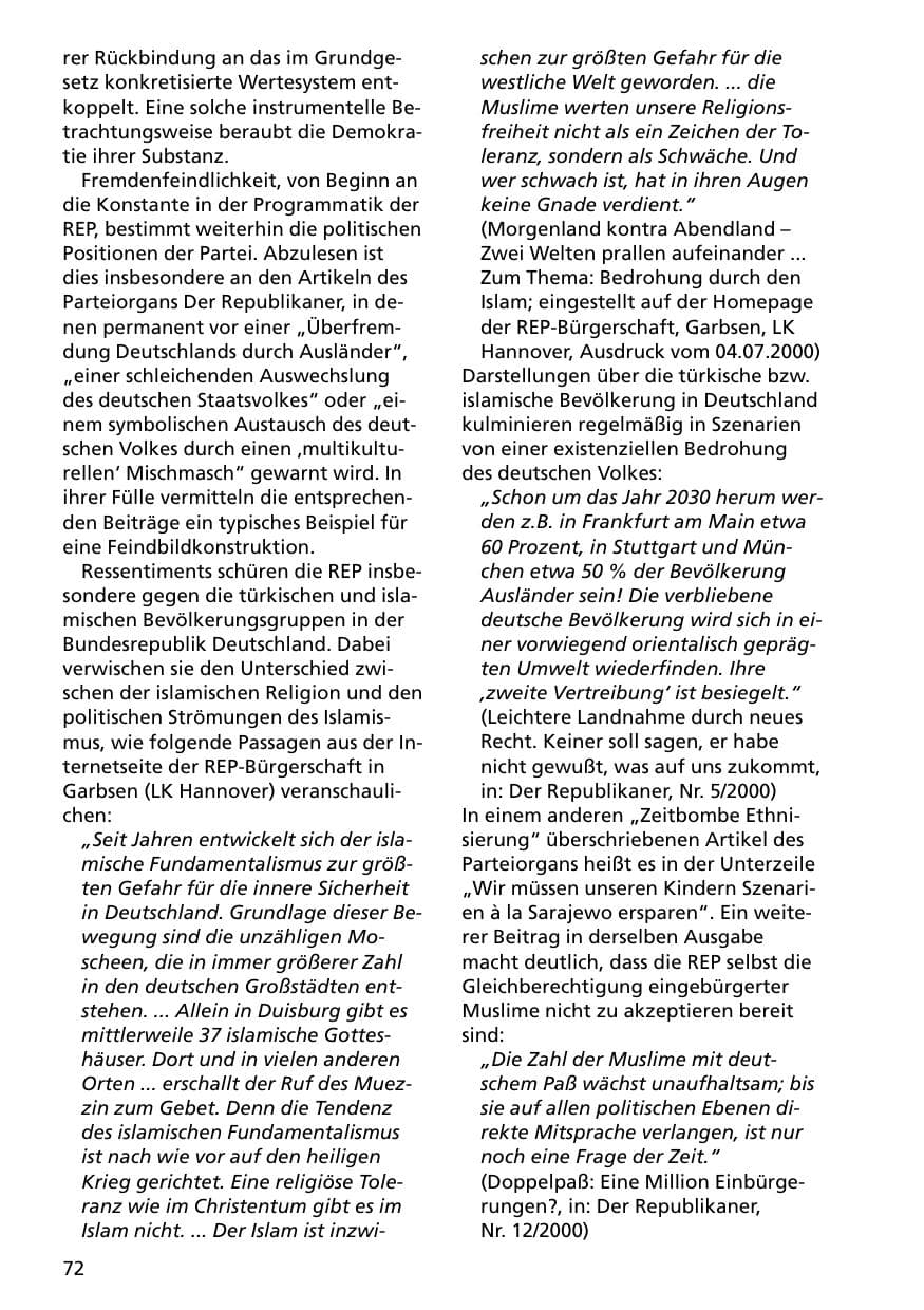Seite 72 des Verfassungsschutzbericht 2000 Niedersachsen