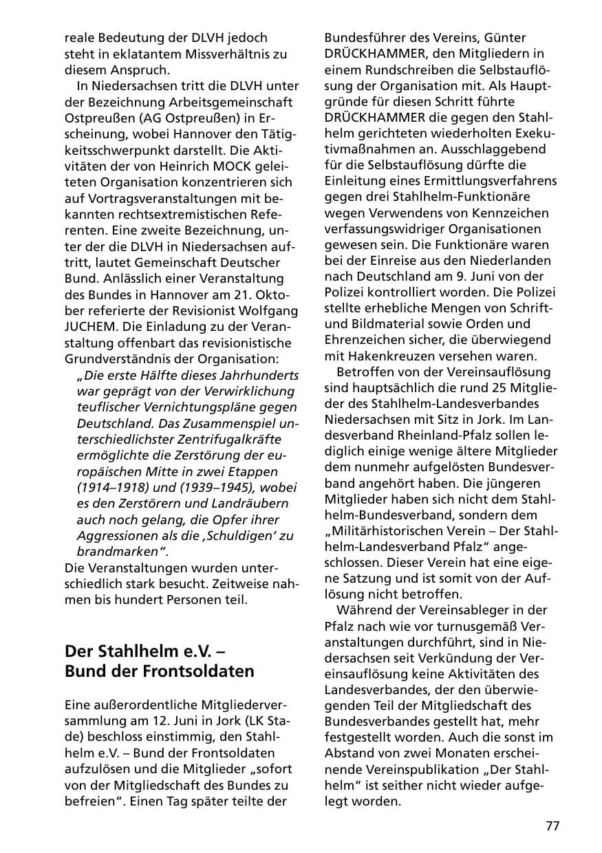Seite 77 des Verfassungsschutzbericht 2000 Niedersachsen