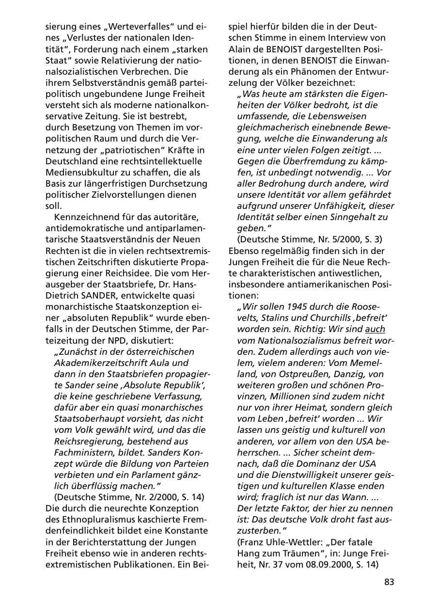Seite 83 des Verfassungsschutzbericht 2000 Niedersachsen