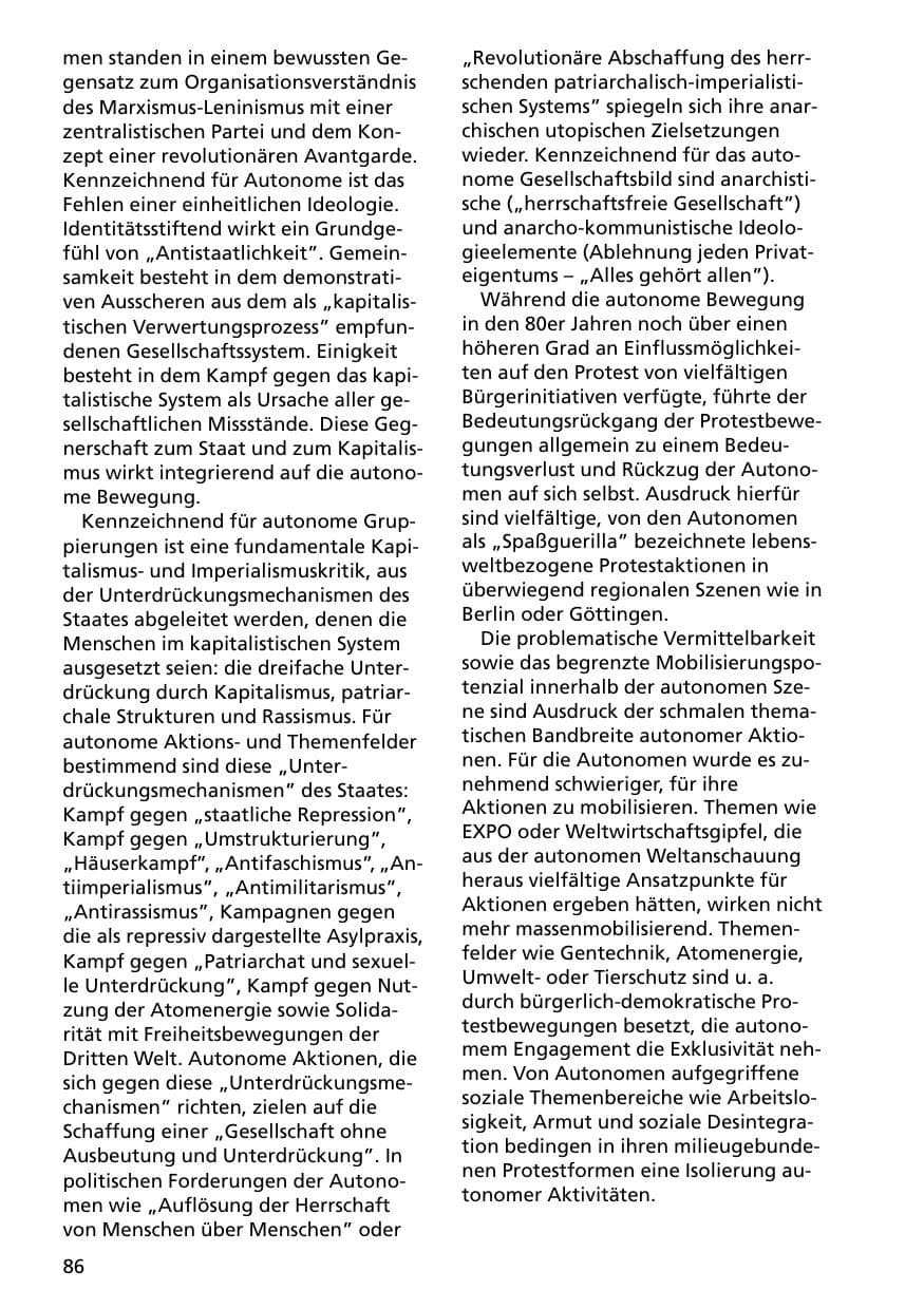 Seite 86 des Verfassungsschutzbericht 2000 Niedersachsen