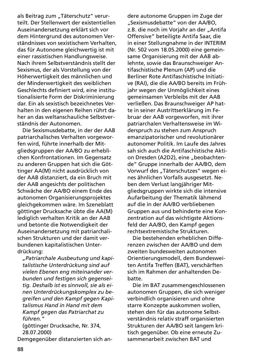 Seite 88 des Verfassungsschutzbericht 2000 Niedersachsen