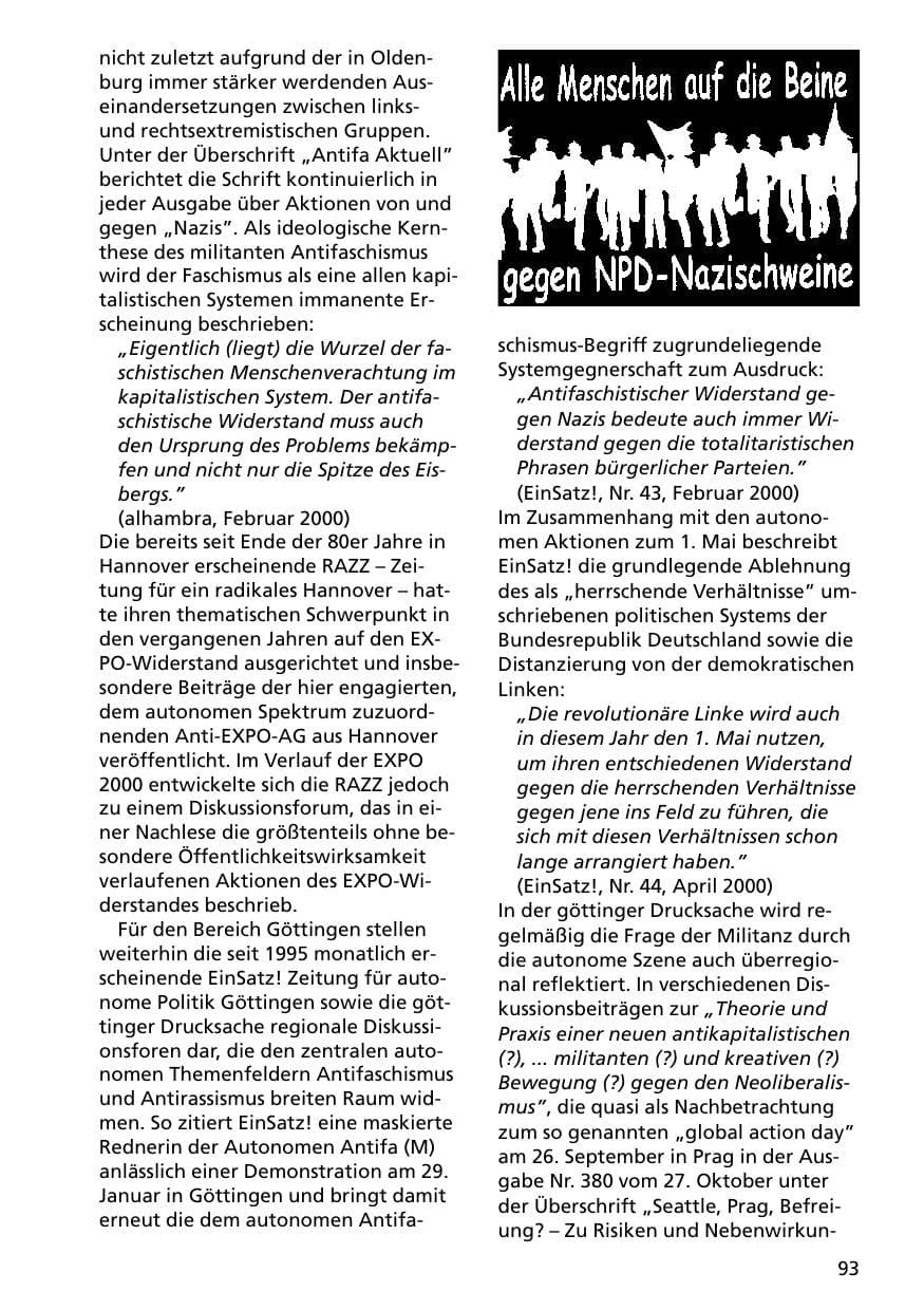 Seite 93 des Verfassungsschutzbericht 2000 Niedersachsen