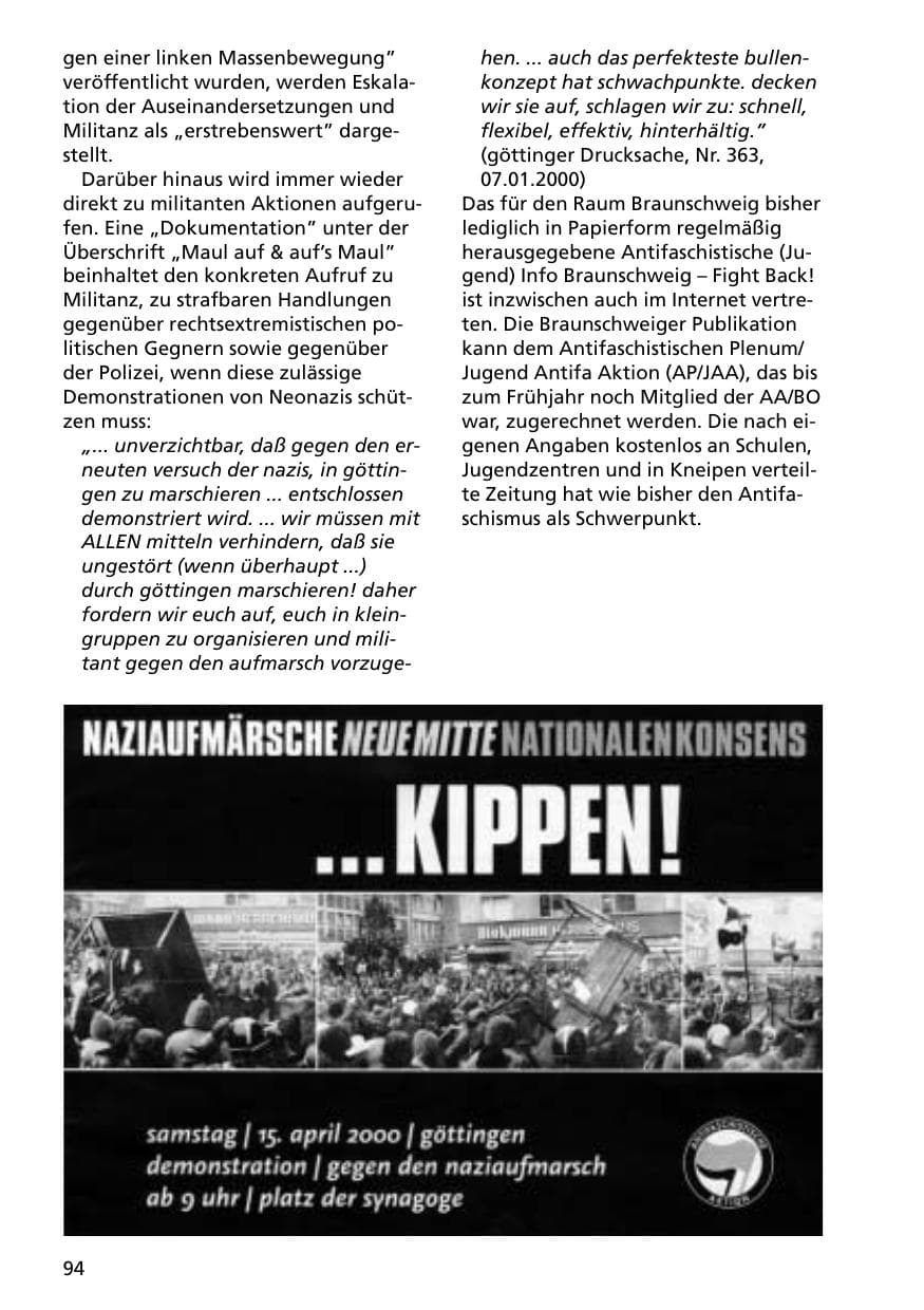 Seite 94 des Verfassungsschutzbericht 2000 Niedersachsen