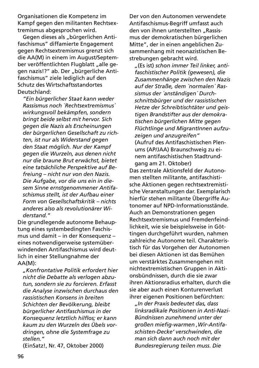 Seite 96 des Verfassungsschutzbericht 2000 Niedersachsen