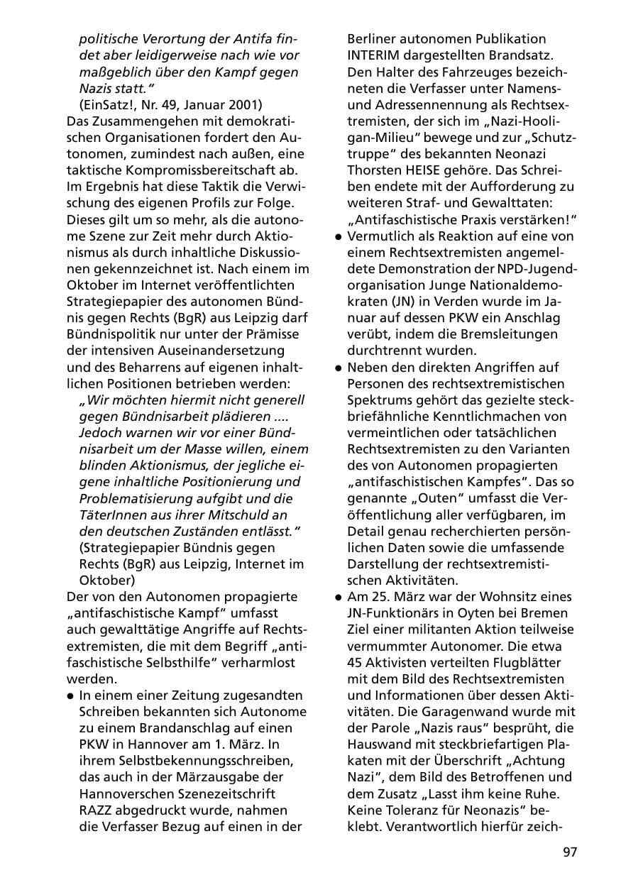 Seite 97 des Verfassungsschutzbericht 2000 Niedersachsen