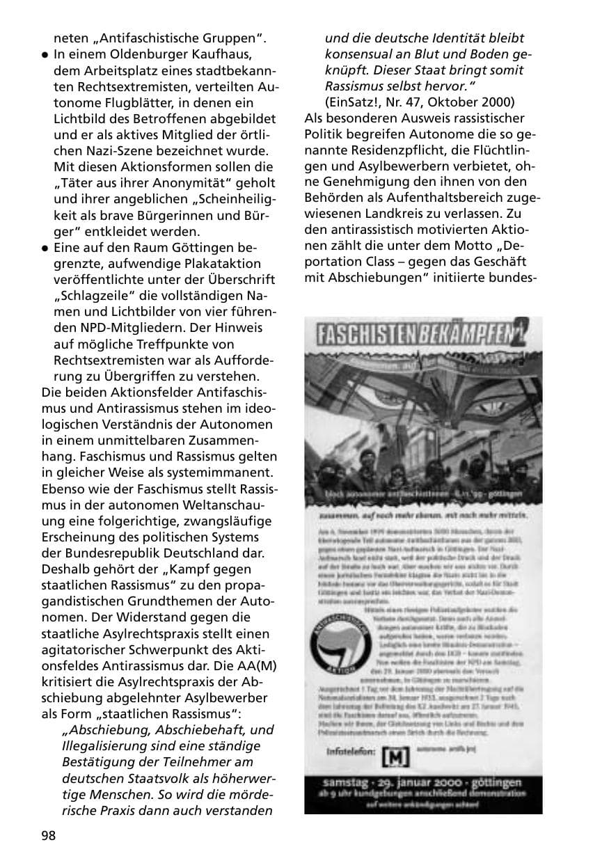Seite 98 des Verfassungsschutzbericht 2000 Niedersachsen