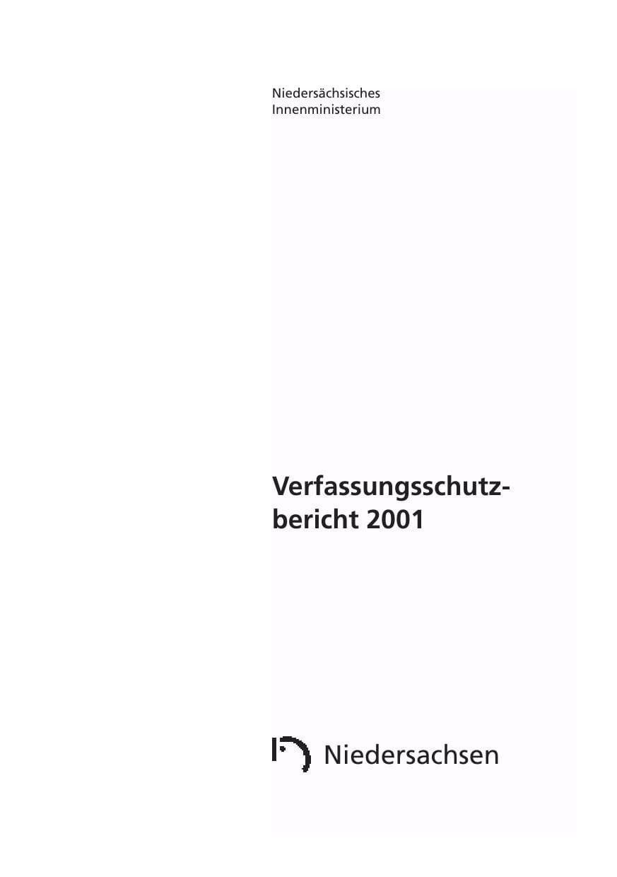 Seite 2 des Verfassungsschutzbericht 2001 Niedersachsen