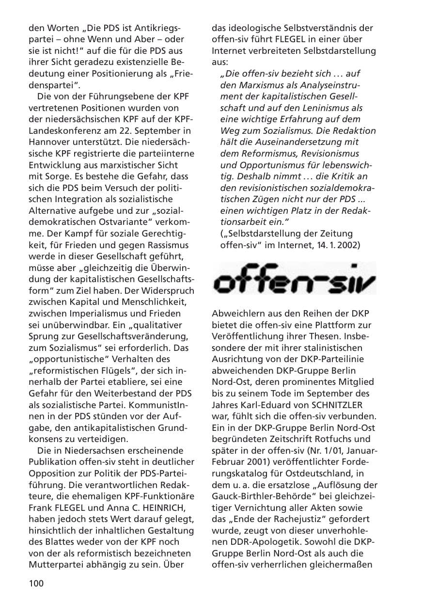 Seite 101 des Verfassungsschutzbericht 2001 Niedersachsen