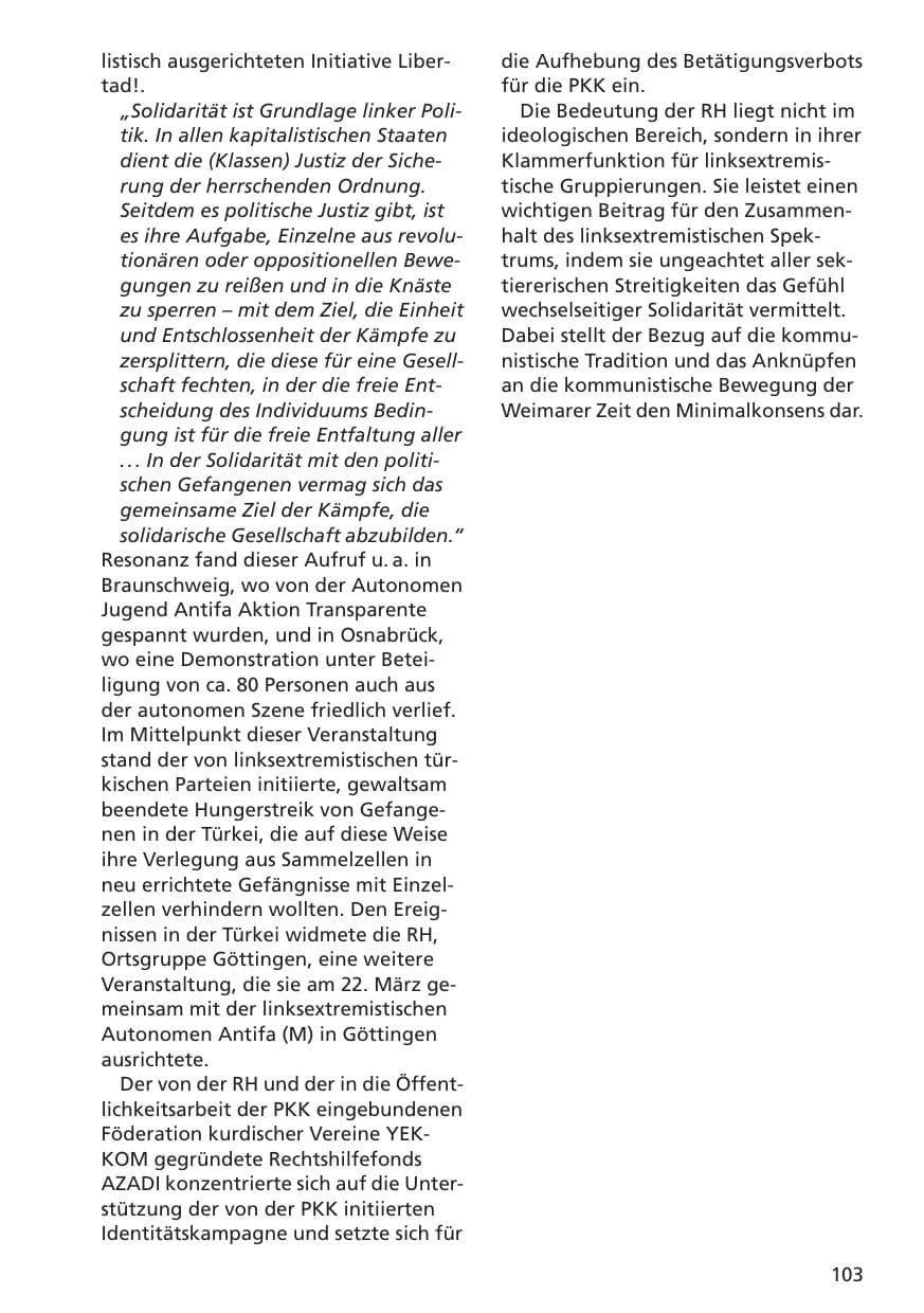 Seite 104 des Verfassungsschutzbericht 2001 Niedersachsen