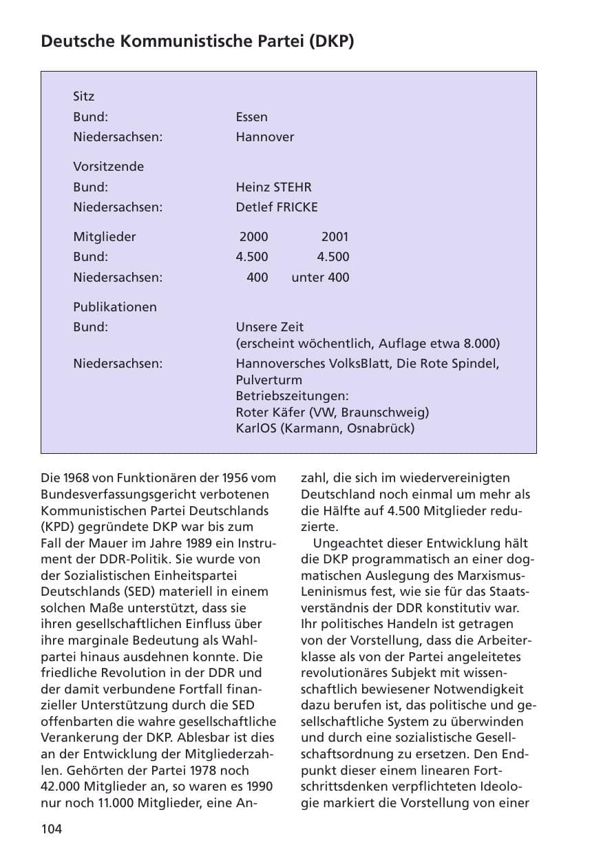 Seite 105 des Verfassungsschutzbericht 2001 Niedersachsen