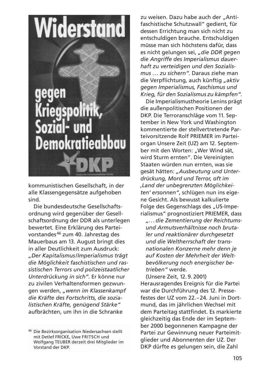 Seite 106 des Verfassungsschutzbericht 2001 Niedersachsen