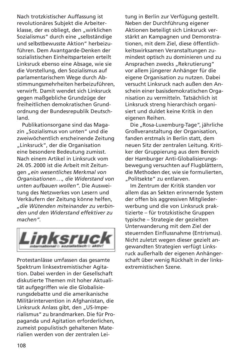 Seite 109 des Verfassungsschutzbericht 2001 Niedersachsen