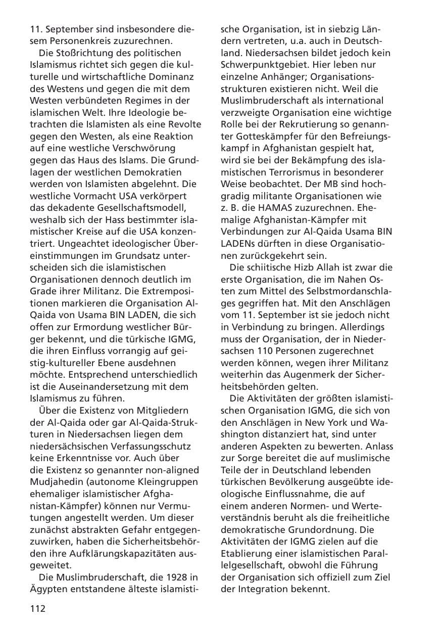 Seite 113 des Verfassungsschutzbericht 2001 Niedersachsen