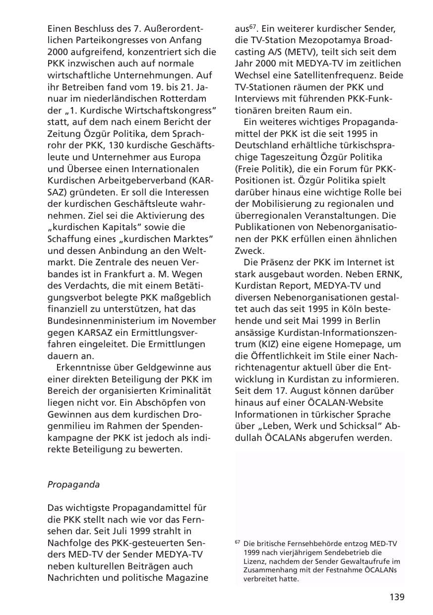 Seite 140 des Verfassungsschutzbericht 2001 Niedersachsen