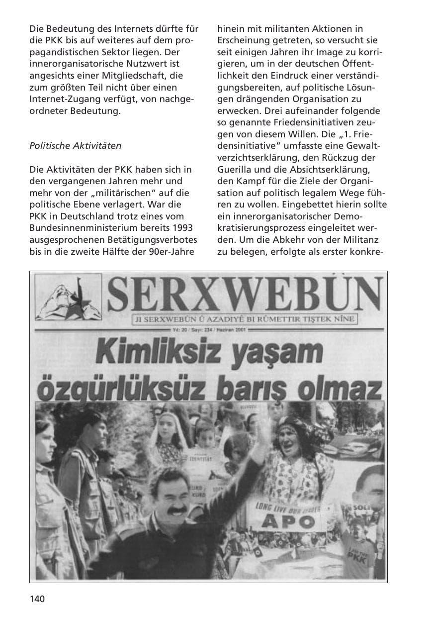 Seite 141 des Verfassungsschutzbericht 2001 Niedersachsen