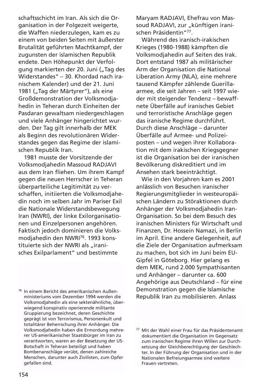 Seite 155 des Verfassungsschutzbericht 2001 Niedersachsen