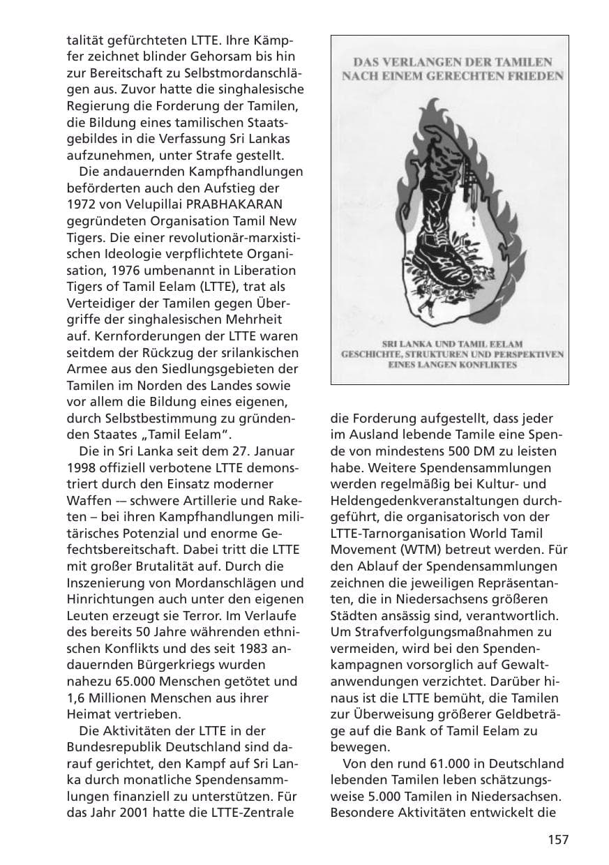 Seite 158 des Verfassungsschutzbericht 2001 Niedersachsen
