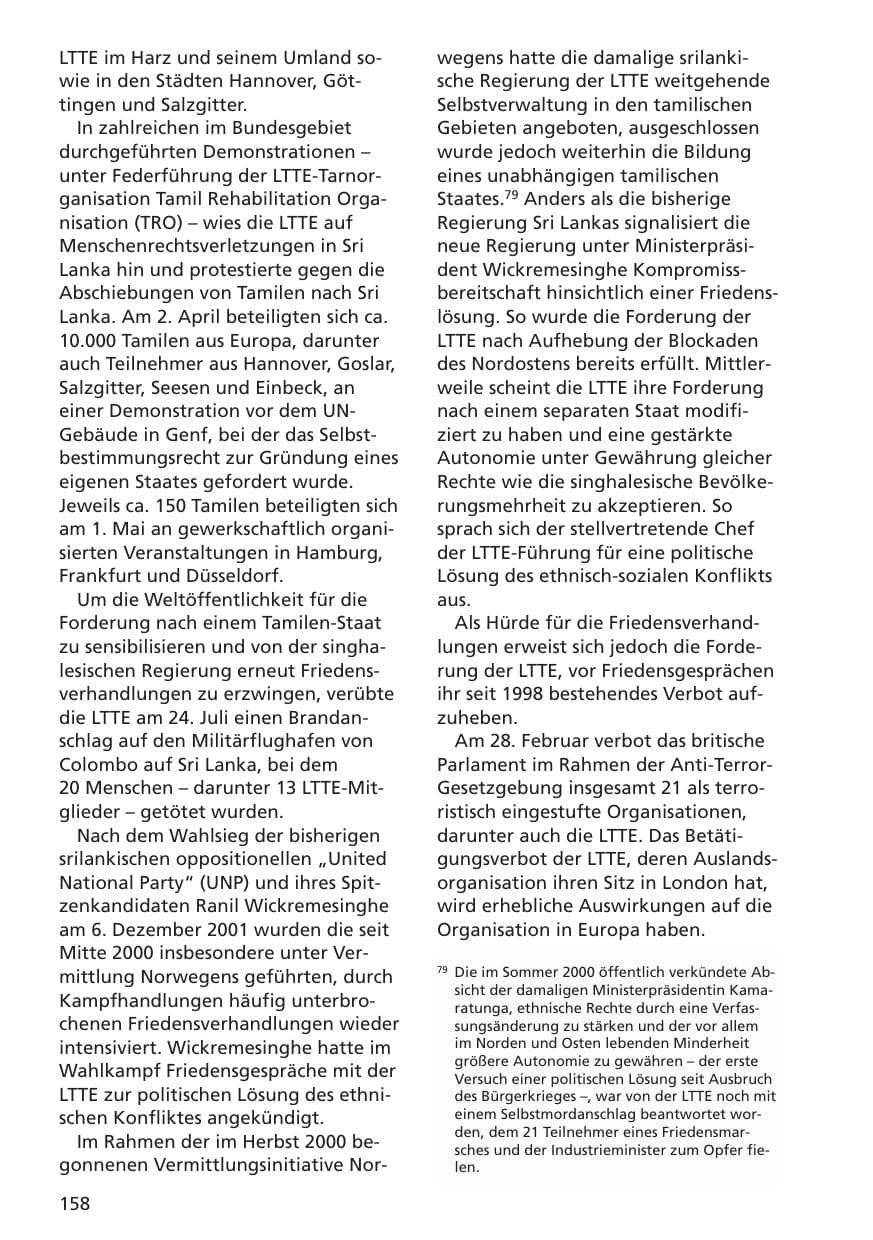 Seite 159 des Verfassungsschutzbericht 2001 Niedersachsen