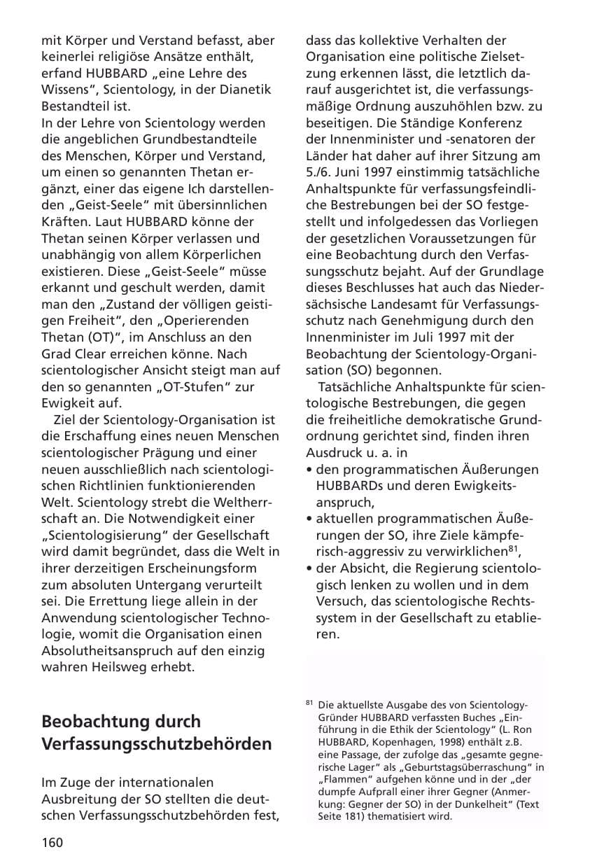 Seite 161 des Verfassungsschutzbericht 2001 Niedersachsen