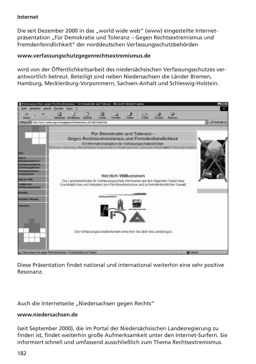 Seite 183 des Verfassungsschutzbericht 2001 Niedersachsen