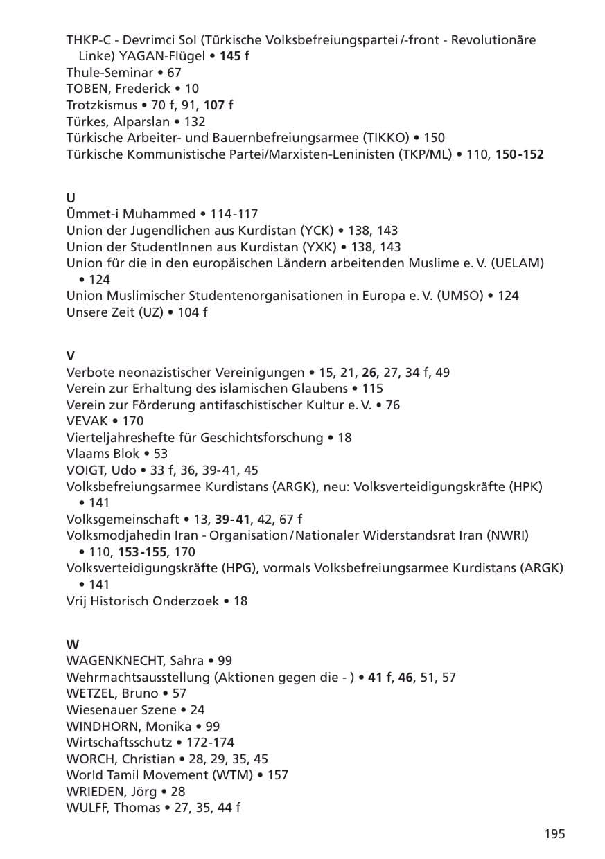 Seite 196 des Verfassungsschutzbericht 2001 Niedersachsen