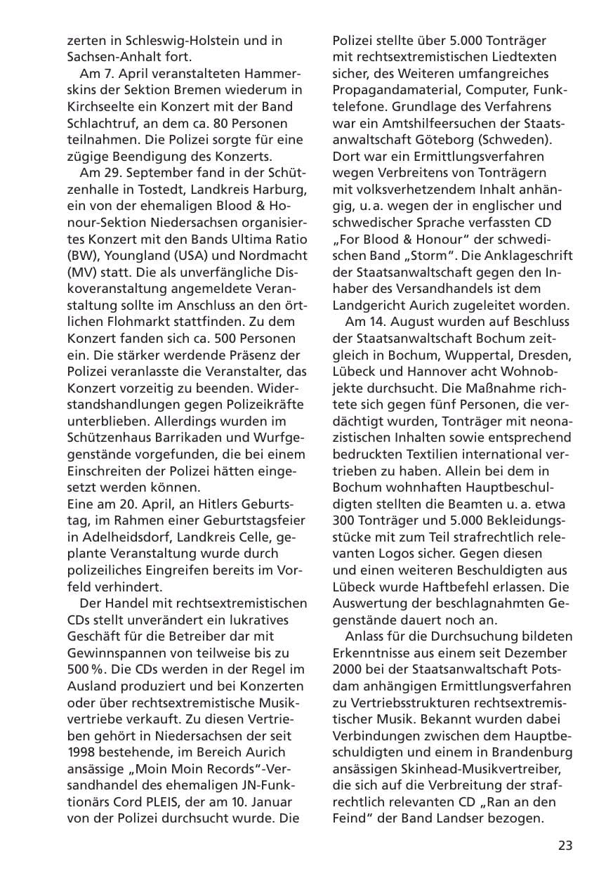 Seite 24 des Verfassungsschutzbericht 2001 Niedersachsen