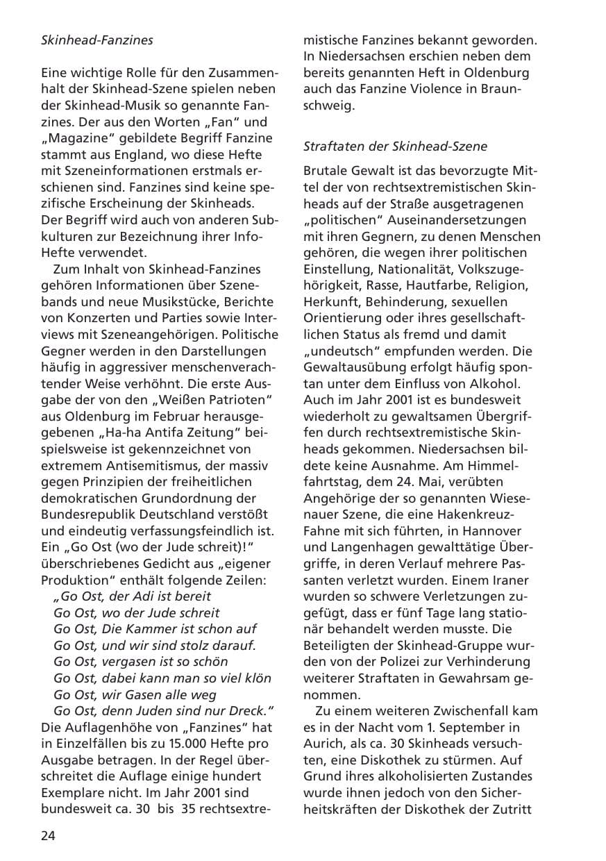 Seite 25 des Verfassungsschutzbericht 2001 Niedersachsen