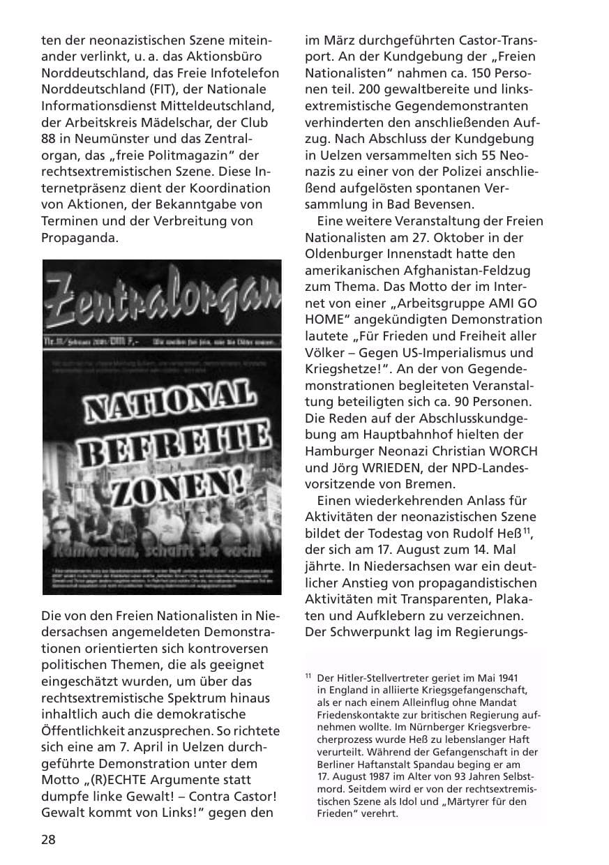 Seite 29 des Verfassungsschutzbericht 2001 Niedersachsen