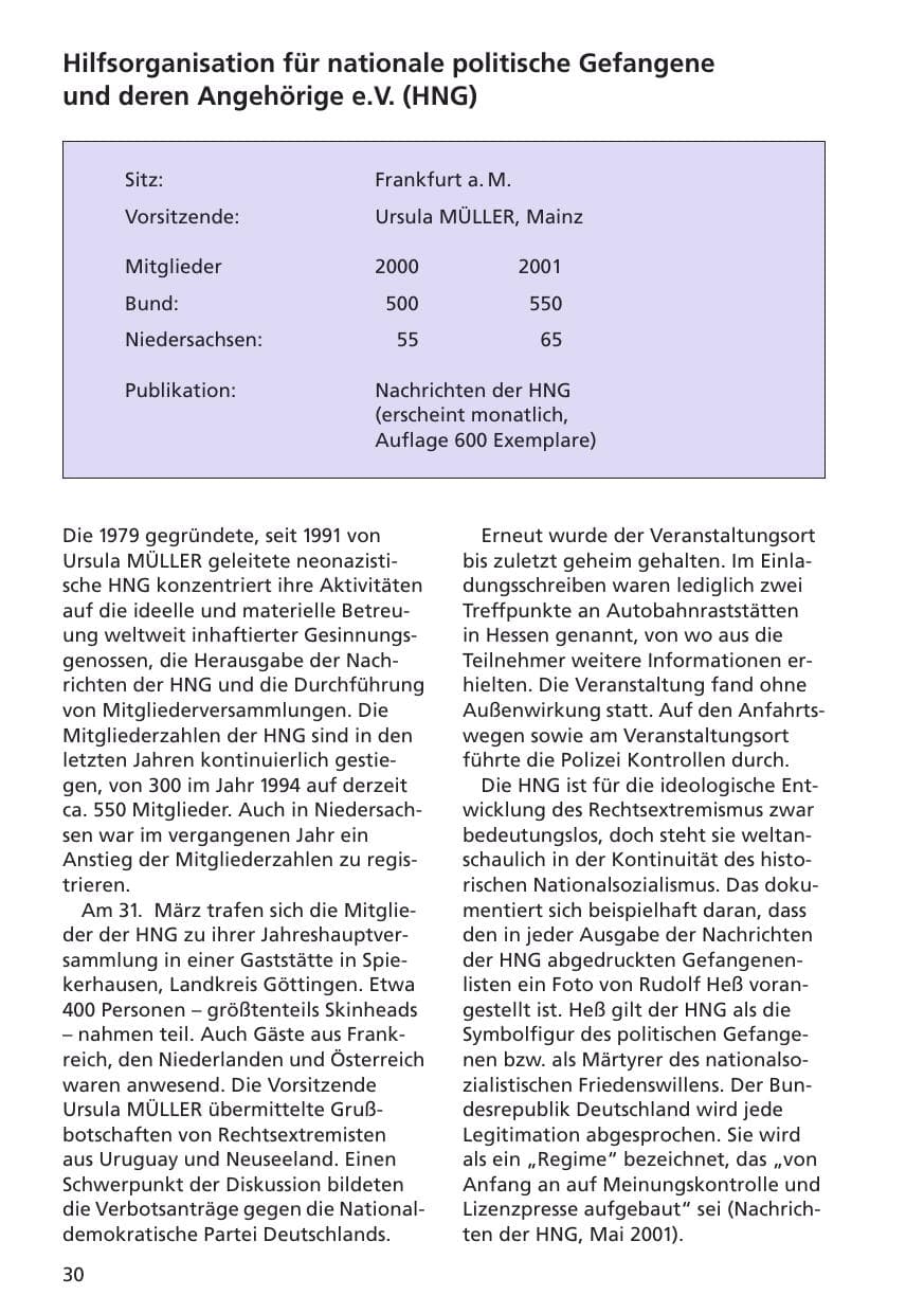 Seite 31 des Verfassungsschutzbericht 2001 Niedersachsen
