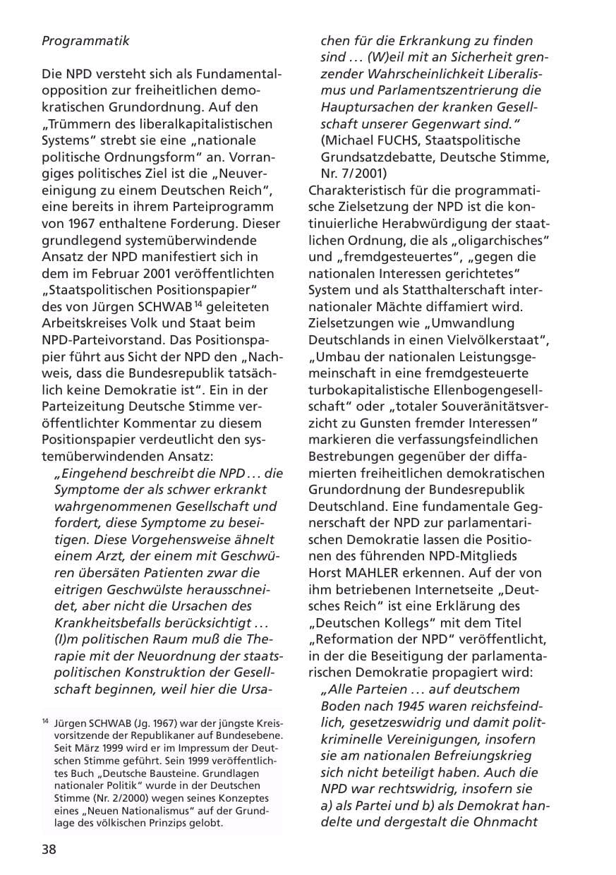 Seite 39 des Verfassungsschutzbericht 2001 Niedersachsen