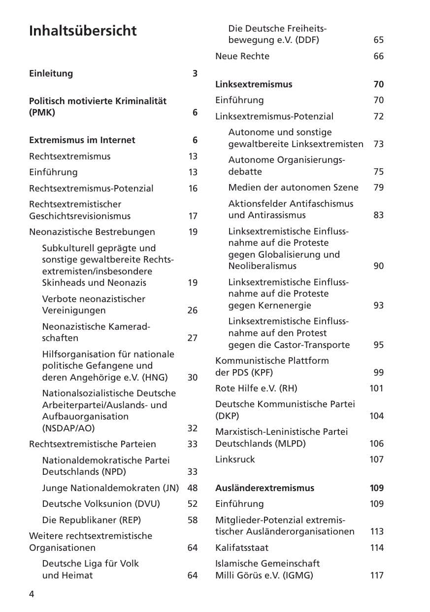 Seite 5 des Verfassungsschutzbericht 2001 Niedersachsen