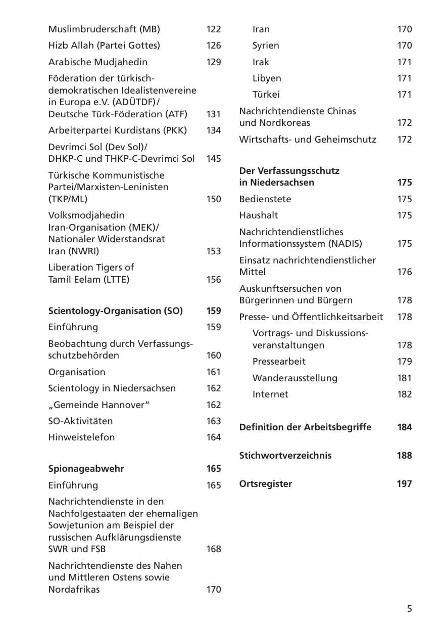 Seite 6 des Verfassungsschutzbericht 2001 Niedersachsen