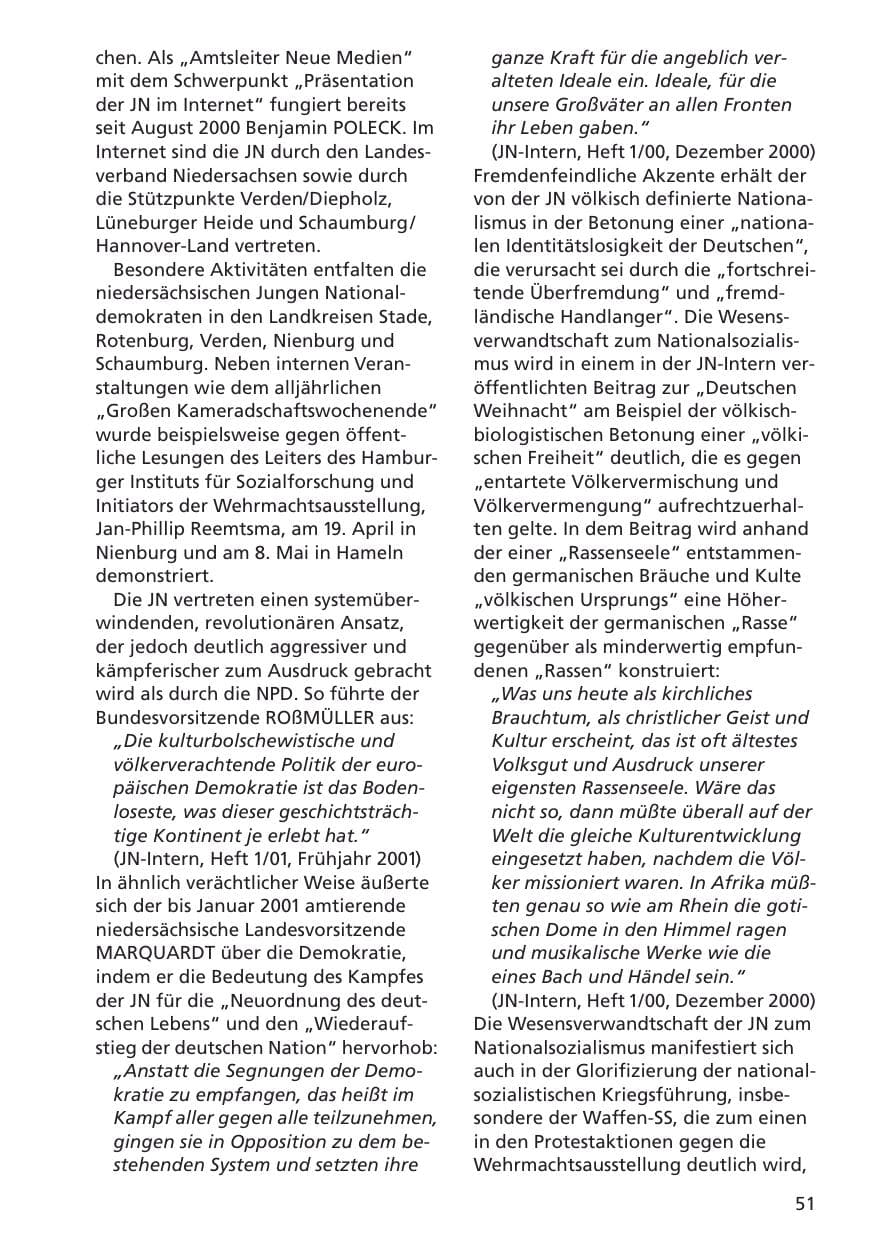 Seite 52 des Verfassungsschutzbericht 2001 Niedersachsen