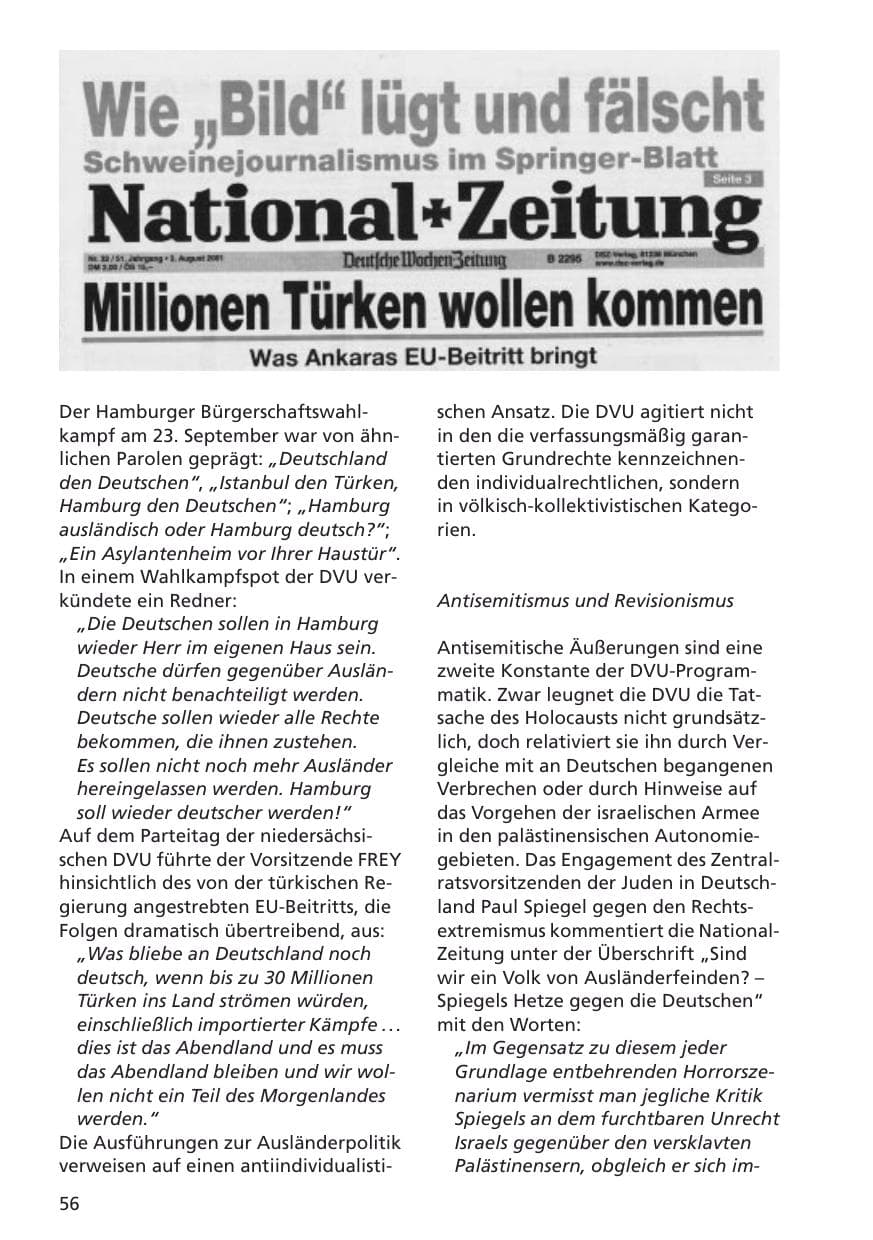 Seite 57 des Verfassungsschutzbericht 2001 Niedersachsen