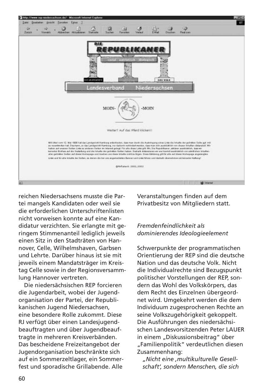 Seite 61 des Verfassungsschutzbericht 2001 Niedersachsen