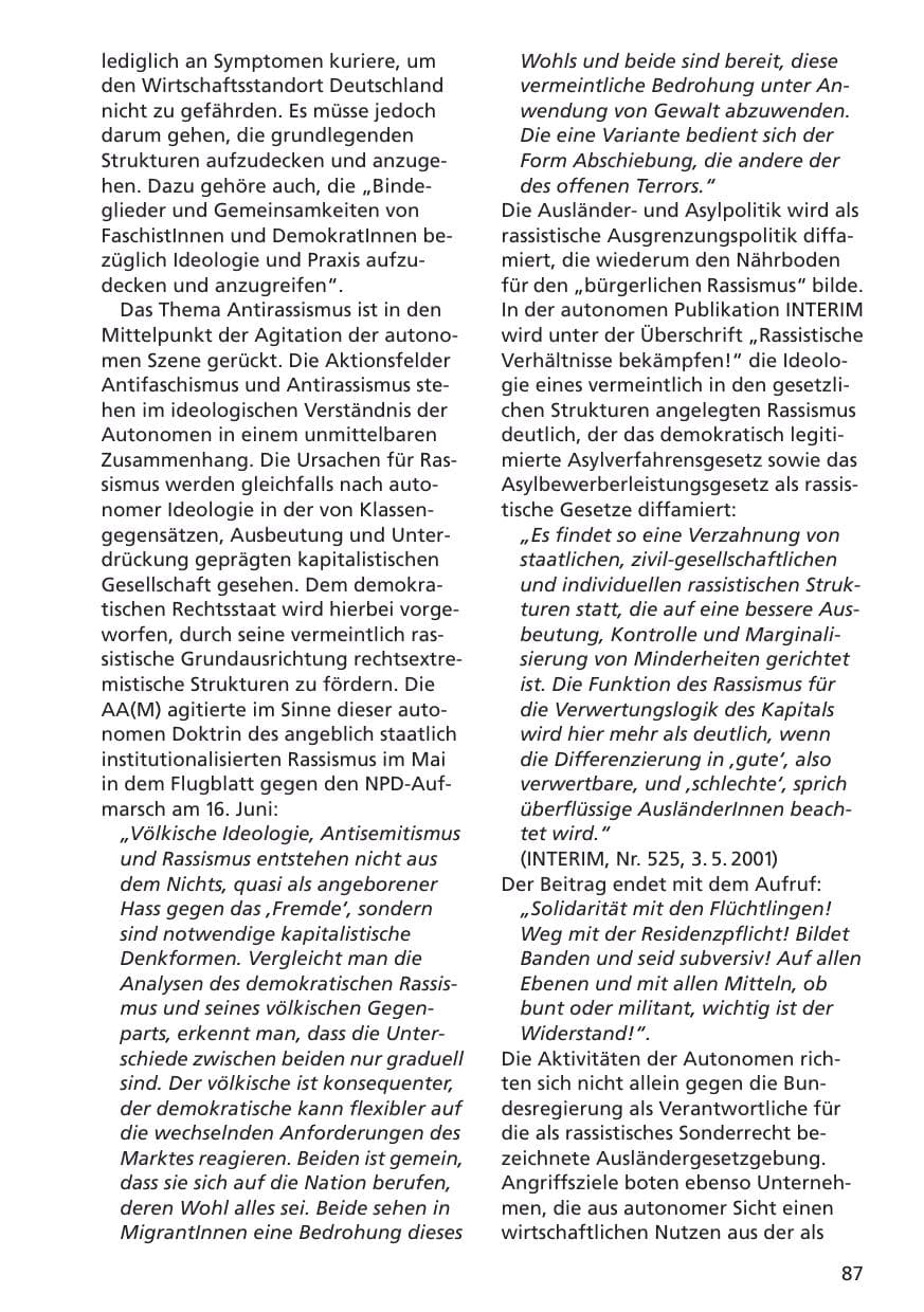 Seite 88 des Verfassungsschutzbericht 2001 Niedersachsen