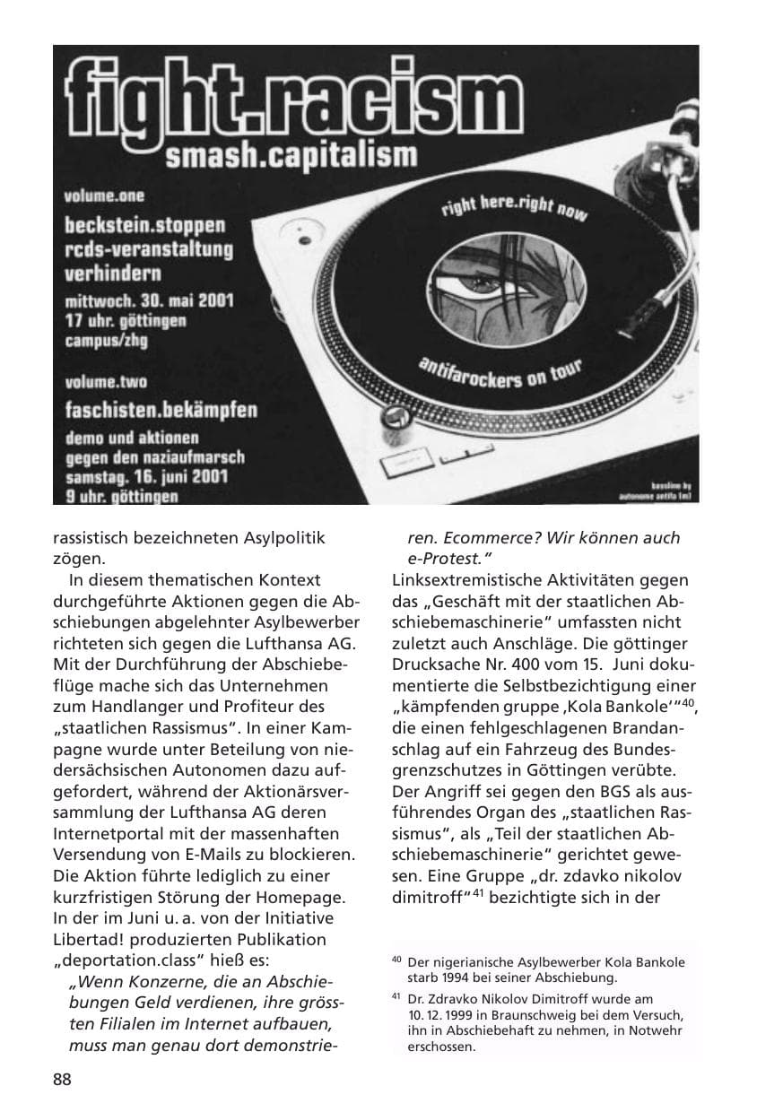 Seite 89 des Verfassungsschutzbericht 2001 Niedersachsen