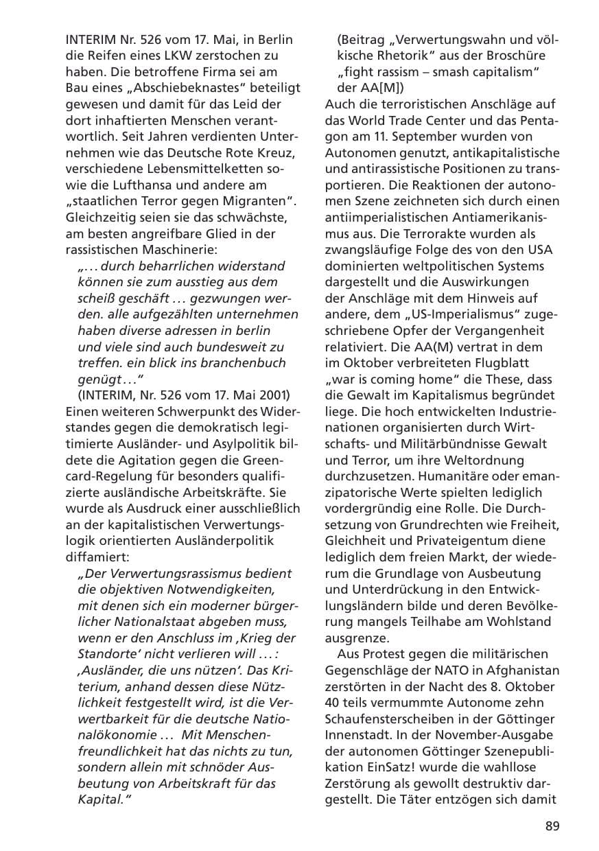 Seite 90 des Verfassungsschutzbericht 2001 Niedersachsen