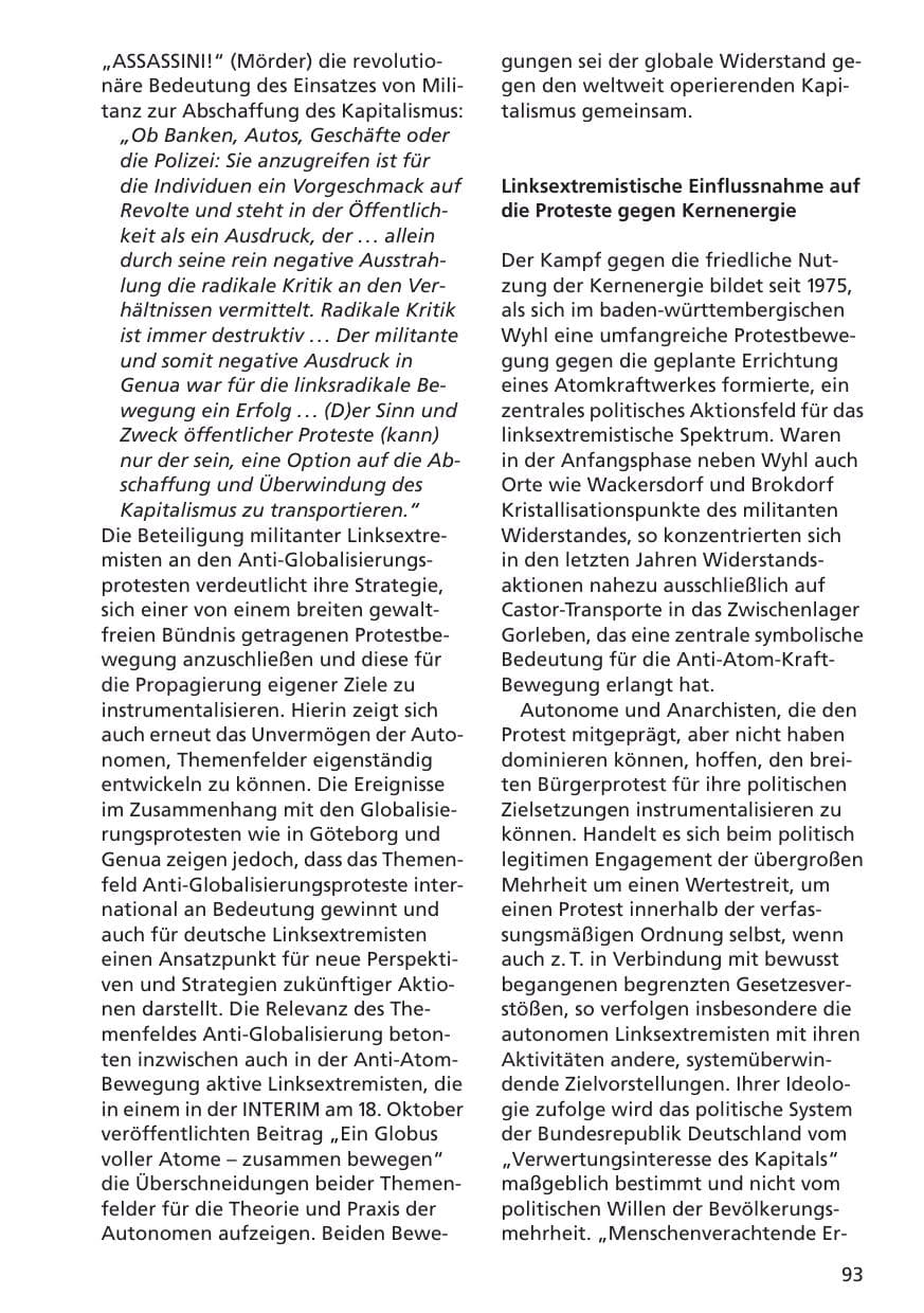Seite 94 des Verfassungsschutzbericht 2001 Niedersachsen