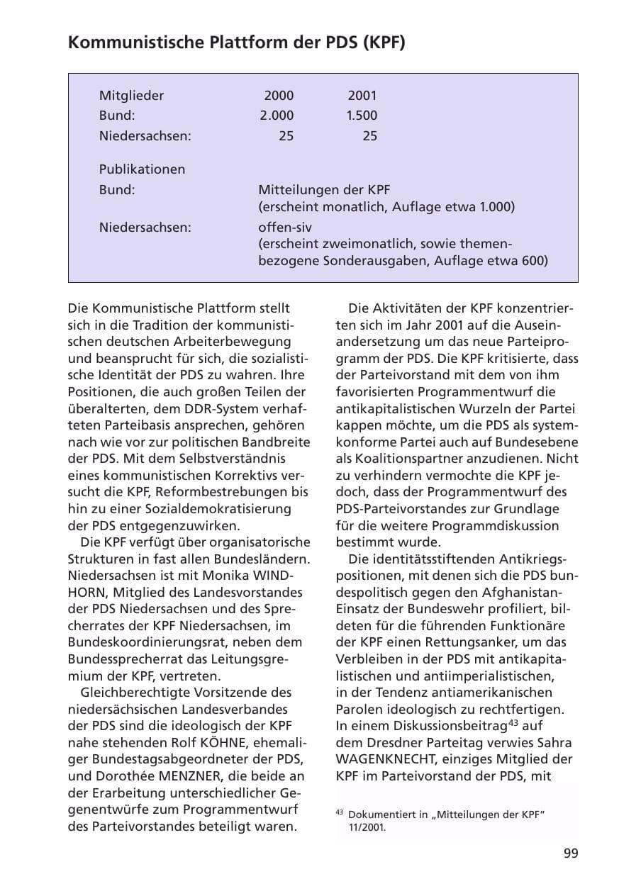 Seite 100 des Verfassungsschutzbericht 2001 Niedersachsen
