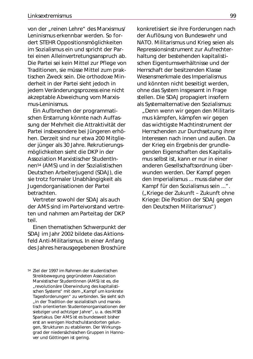 Seite 101 des Verfassungsschutzbericht 2002 Niedersachsen