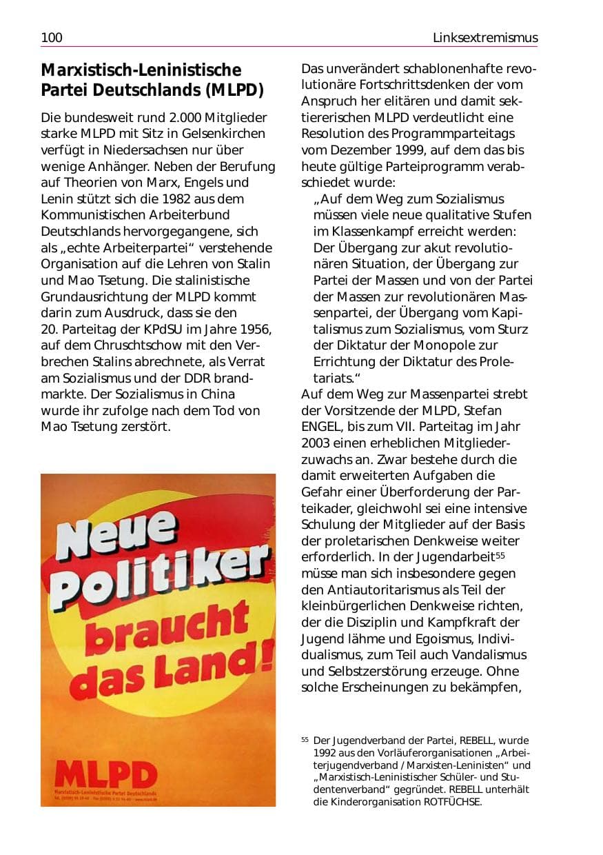 Seite 102 des Verfassungsschutzbericht 2002 Niedersachsen