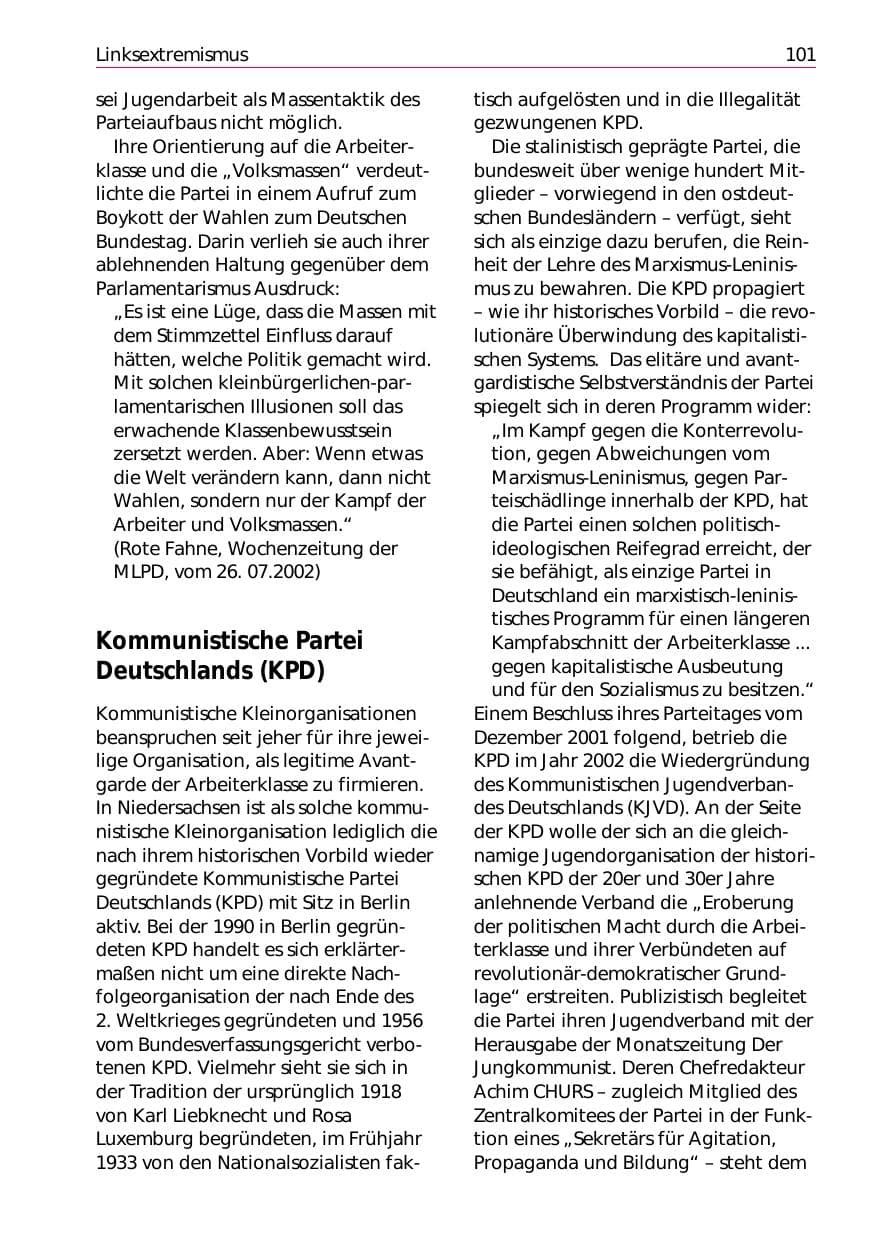 Seite 103 des Verfassungsschutzbericht 2002 Niedersachsen