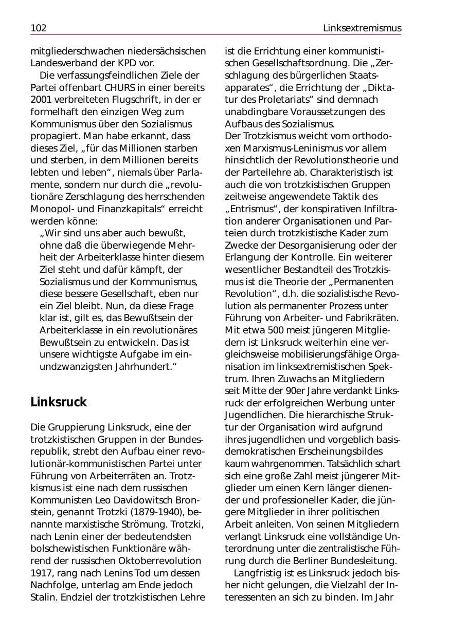 Seite 104 des Verfassungsschutzbericht 2002 Niedersachsen