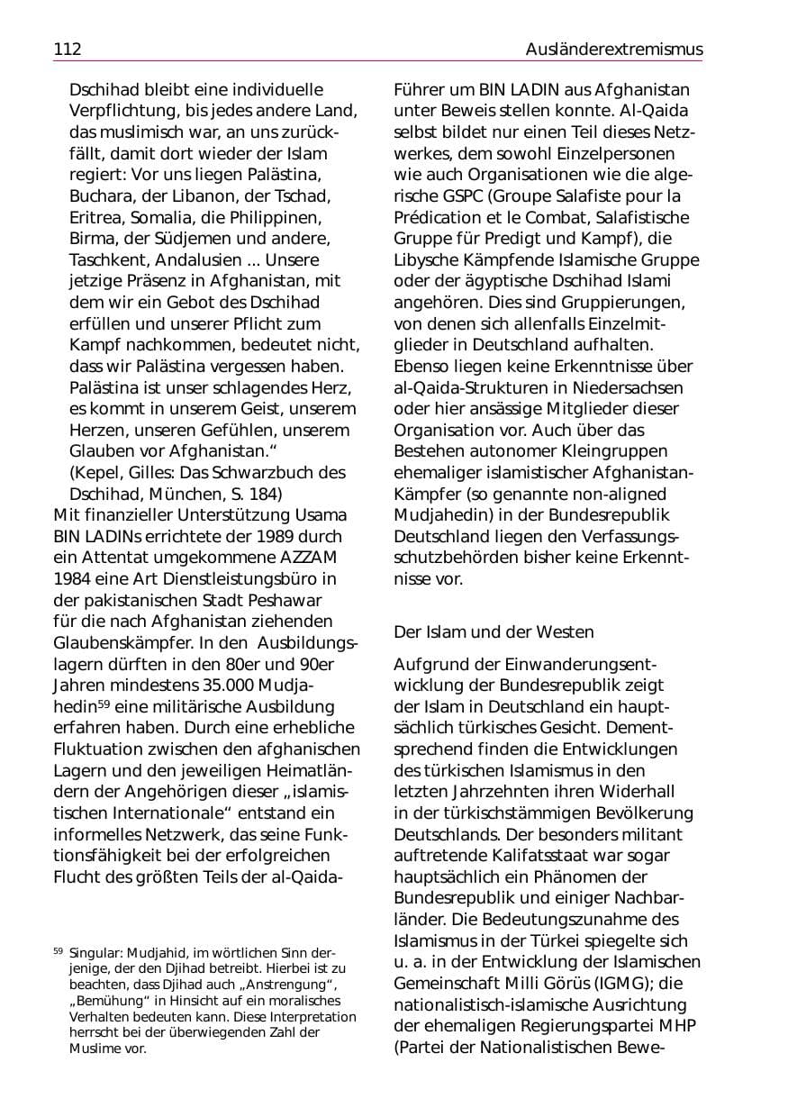 Seite 114 des Verfassungsschutzbericht 2002 Niedersachsen