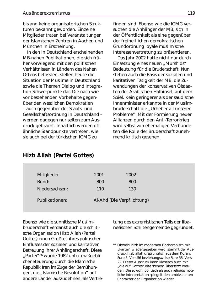 Seite 121 des Verfassungsschutzbericht 2002 Niedersachsen